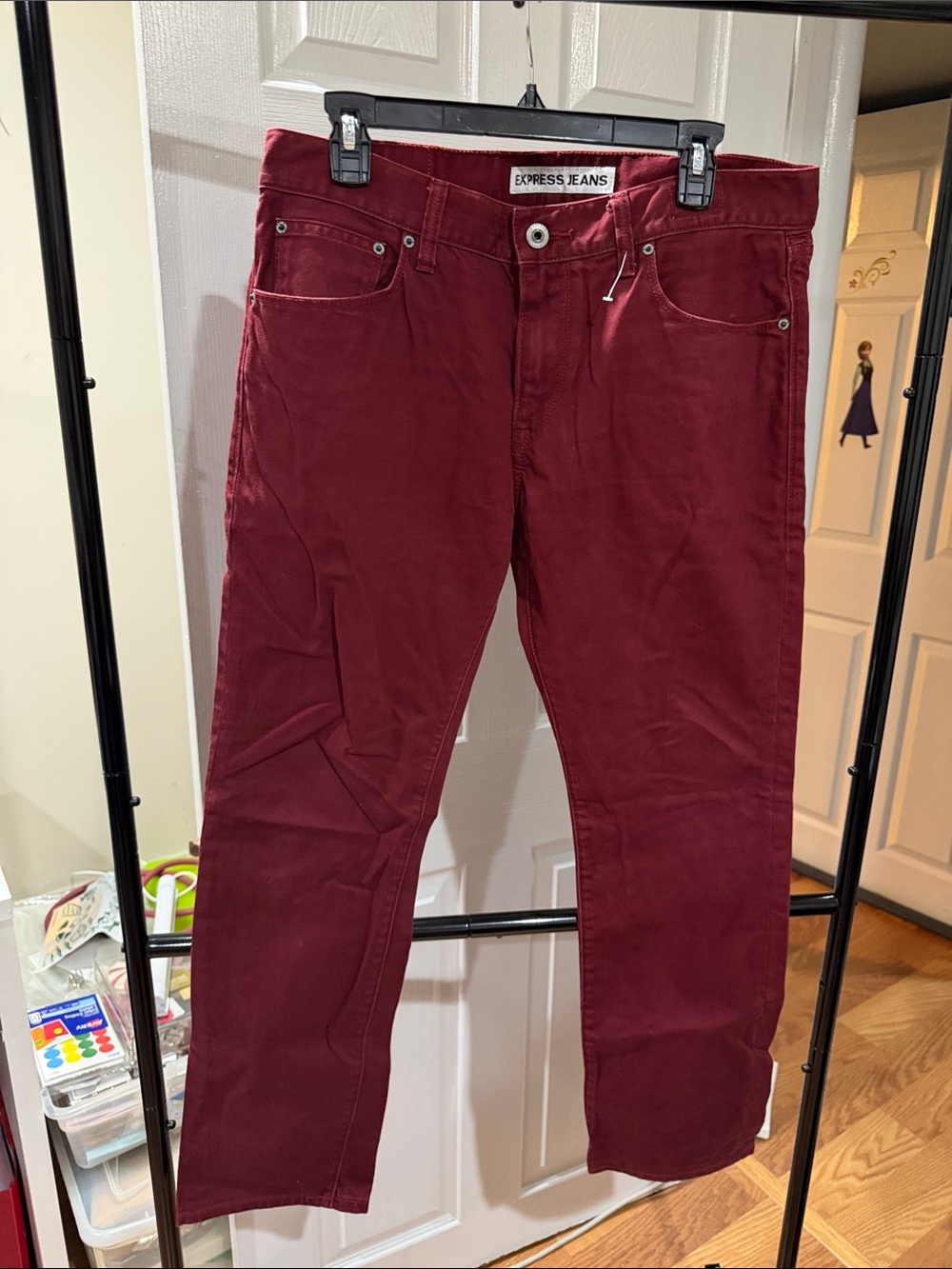 Express Men's Slim Jeans in Deep Burgundy